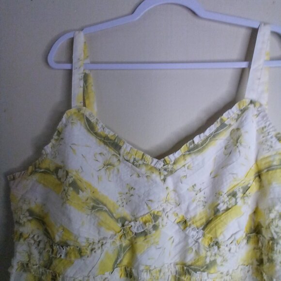 Cato Blouse Women 26 28 Sleeveless Tank Top Ruffle Feminine Yellow White - Picture 5 of 16